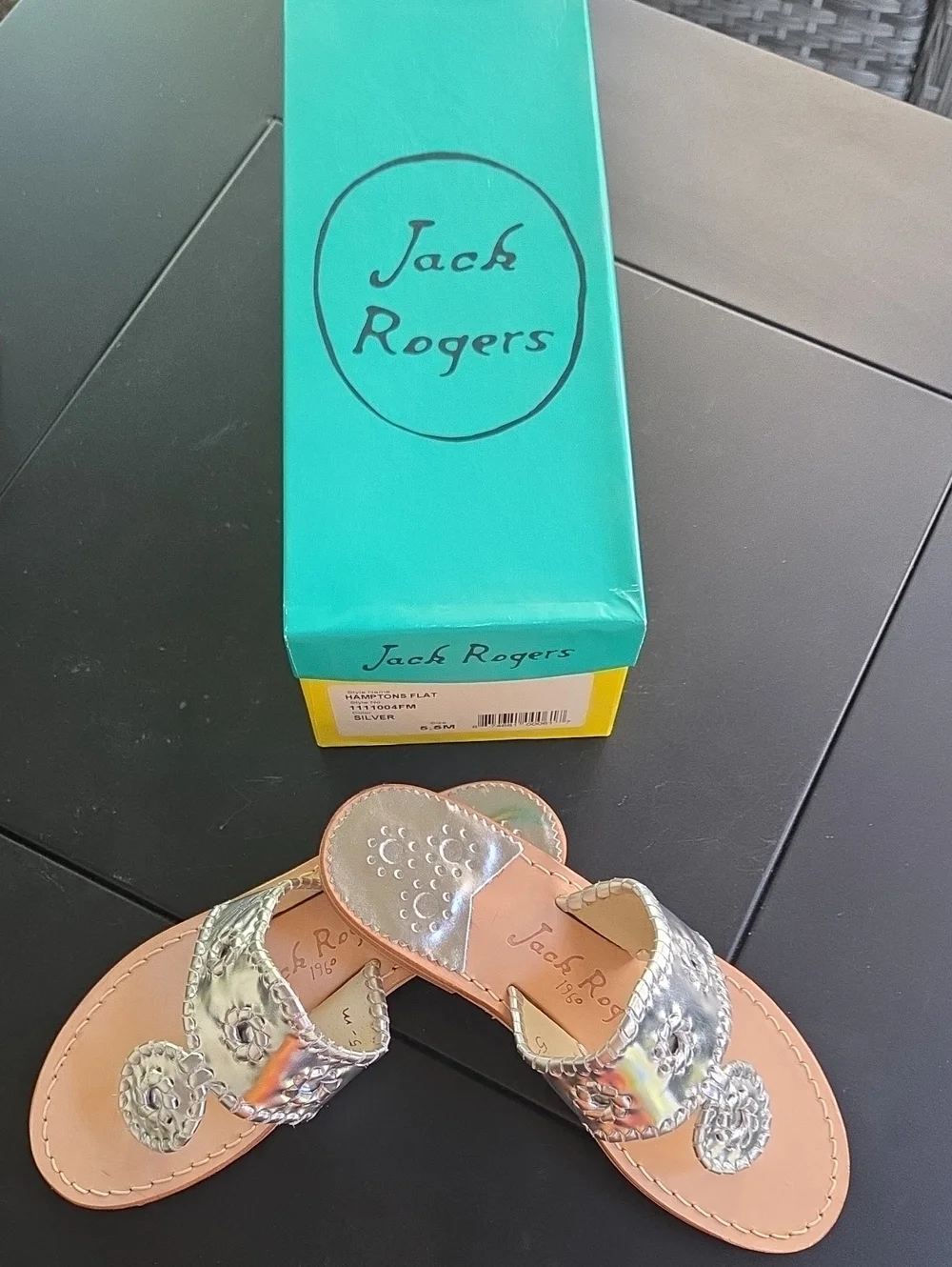 Jack Rogers Women’s Silver Leather Sandal - Hampton Style